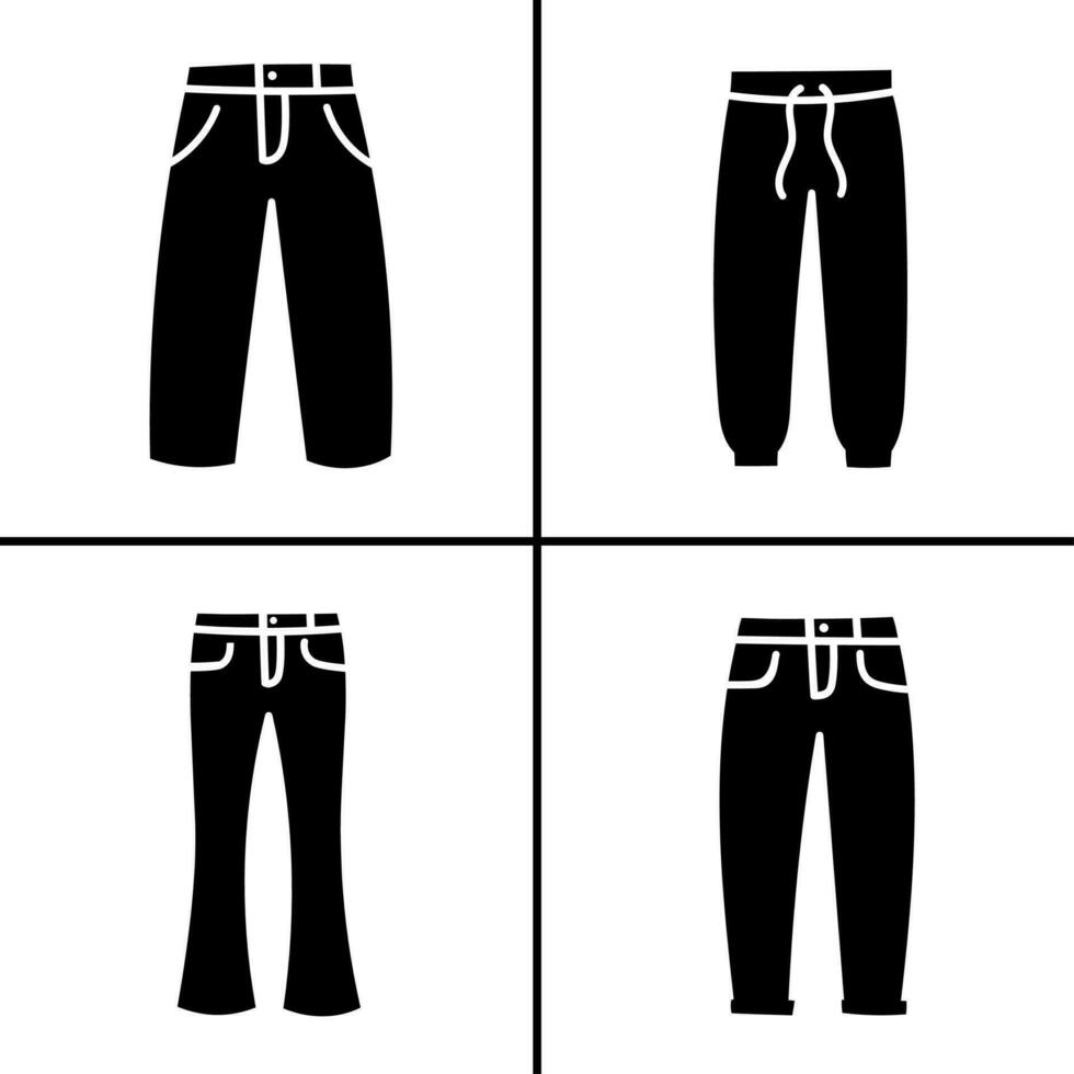 Vector black and white illustration of pants icon for business. Stock vector design.