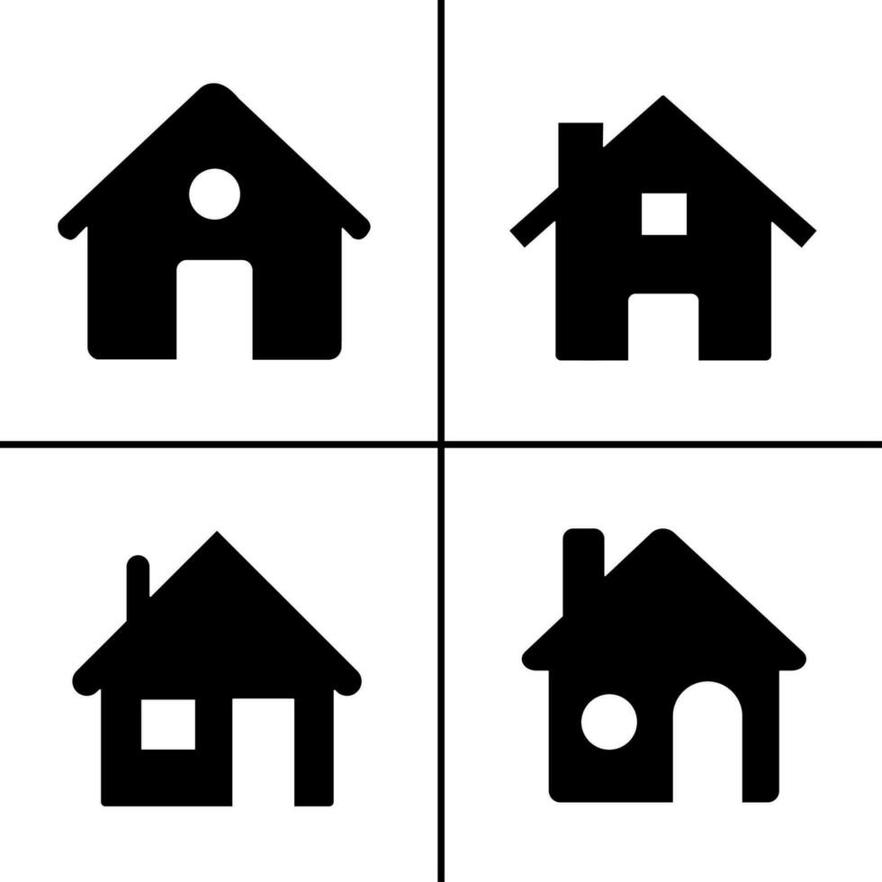 Vector black and white illustration of home icon for business. Stock vector design.