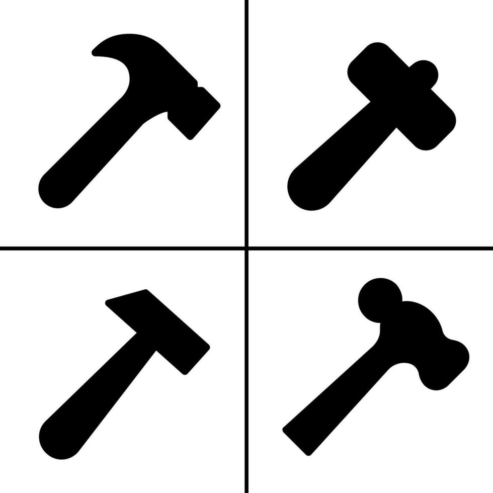 Vector black and white illustration of hammer icon for business. Stock vector design.