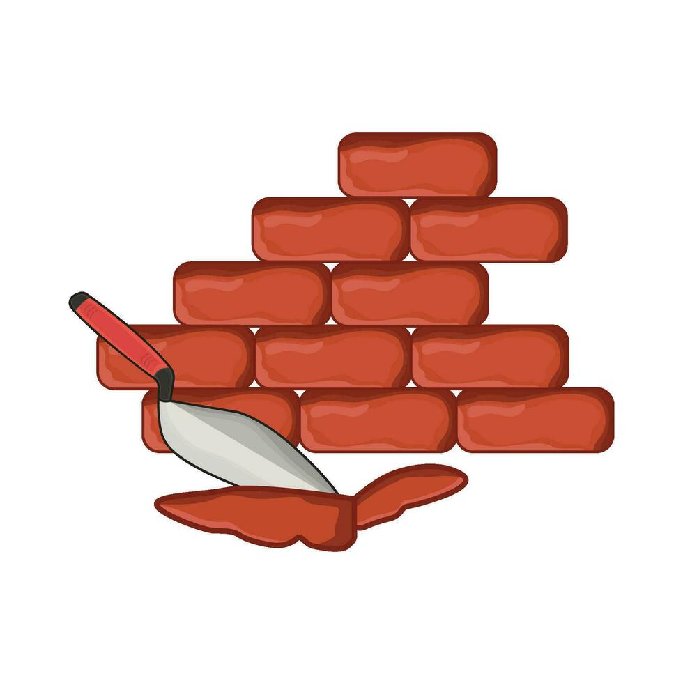 brick and trowel illustration vector