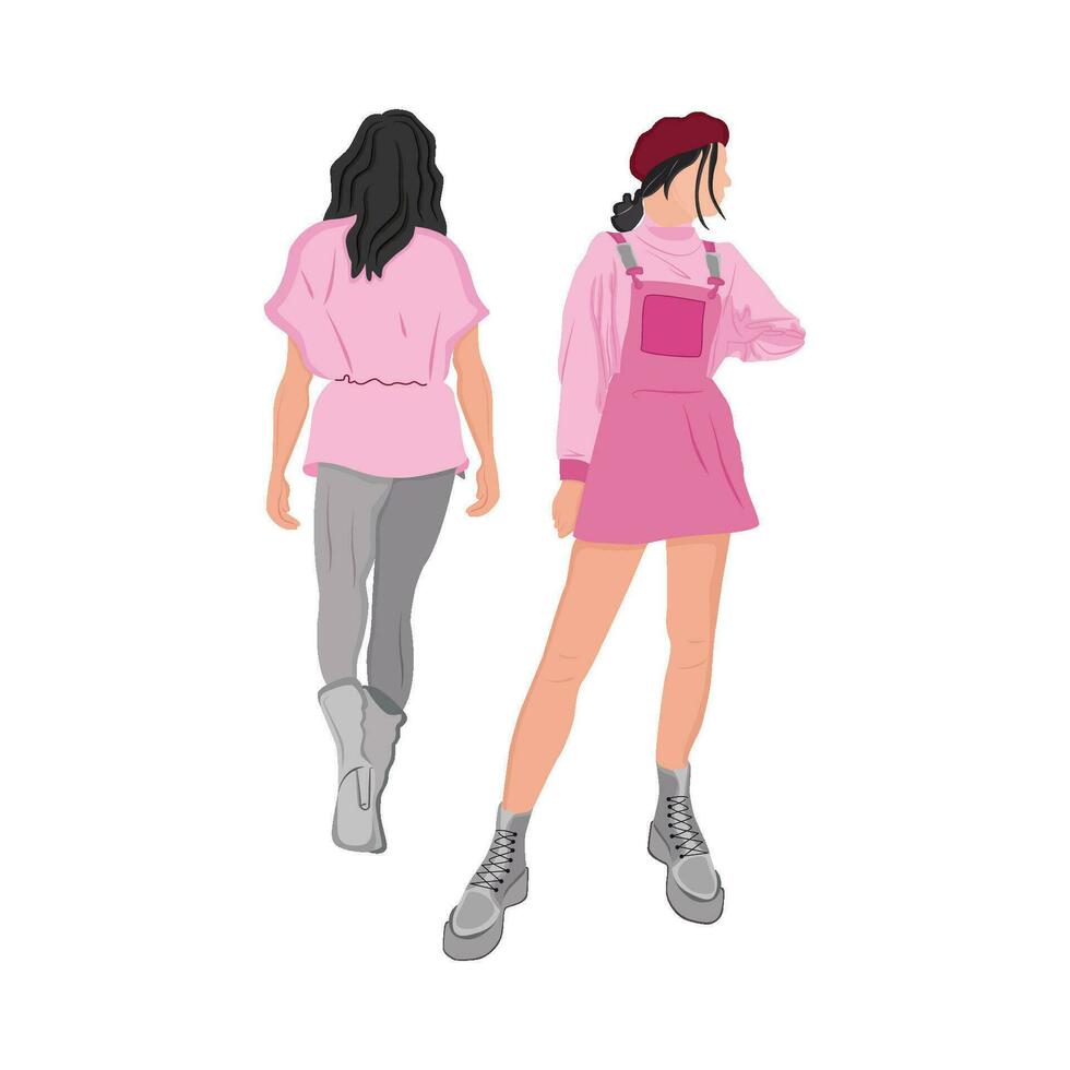 two women illustration vector