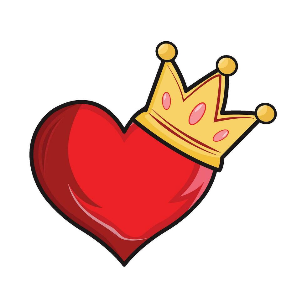 illustration of heart with crown vector