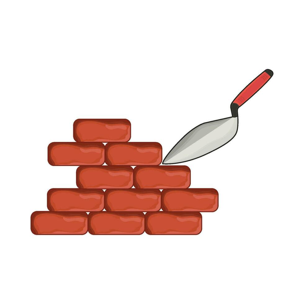 brick and trowel illustration vector