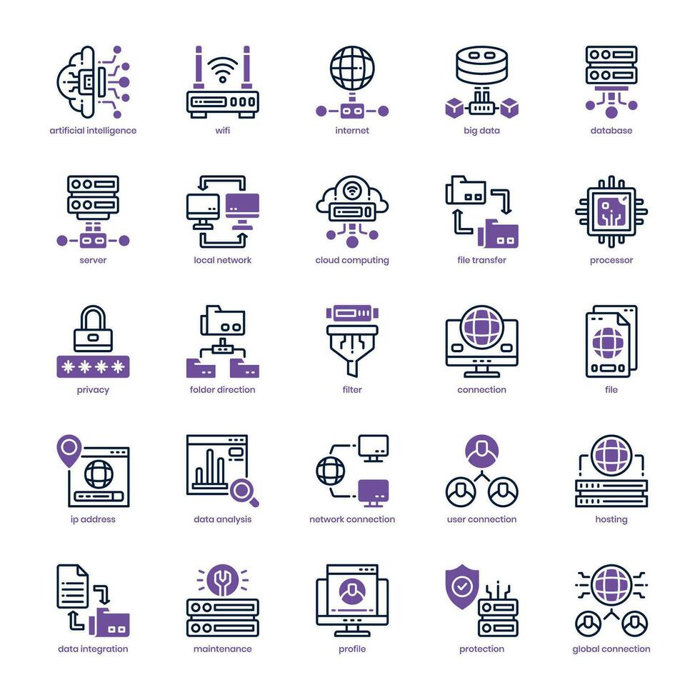 Big Data icon pack for your website design, logo, app, and user interface. Big Data icon dual tone design. Vector graphics illustration and editable stroke.