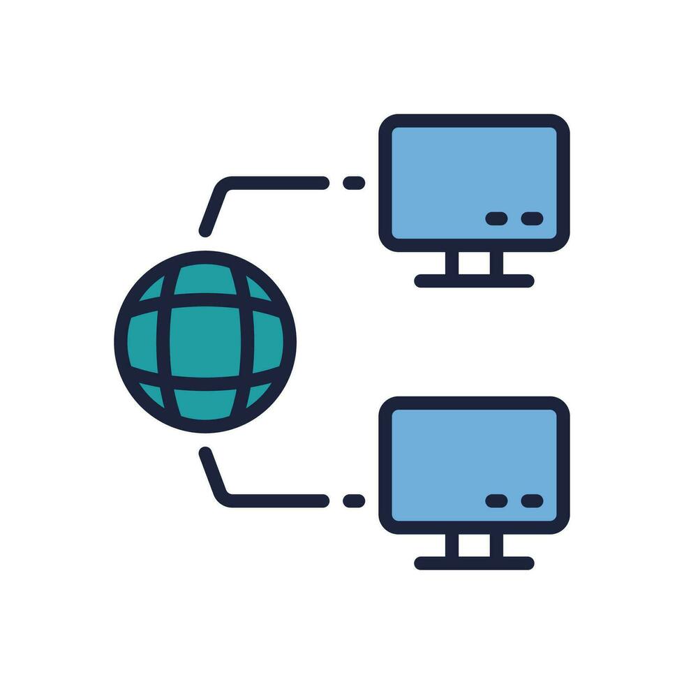 network connection icon. vector filled color icon for your website