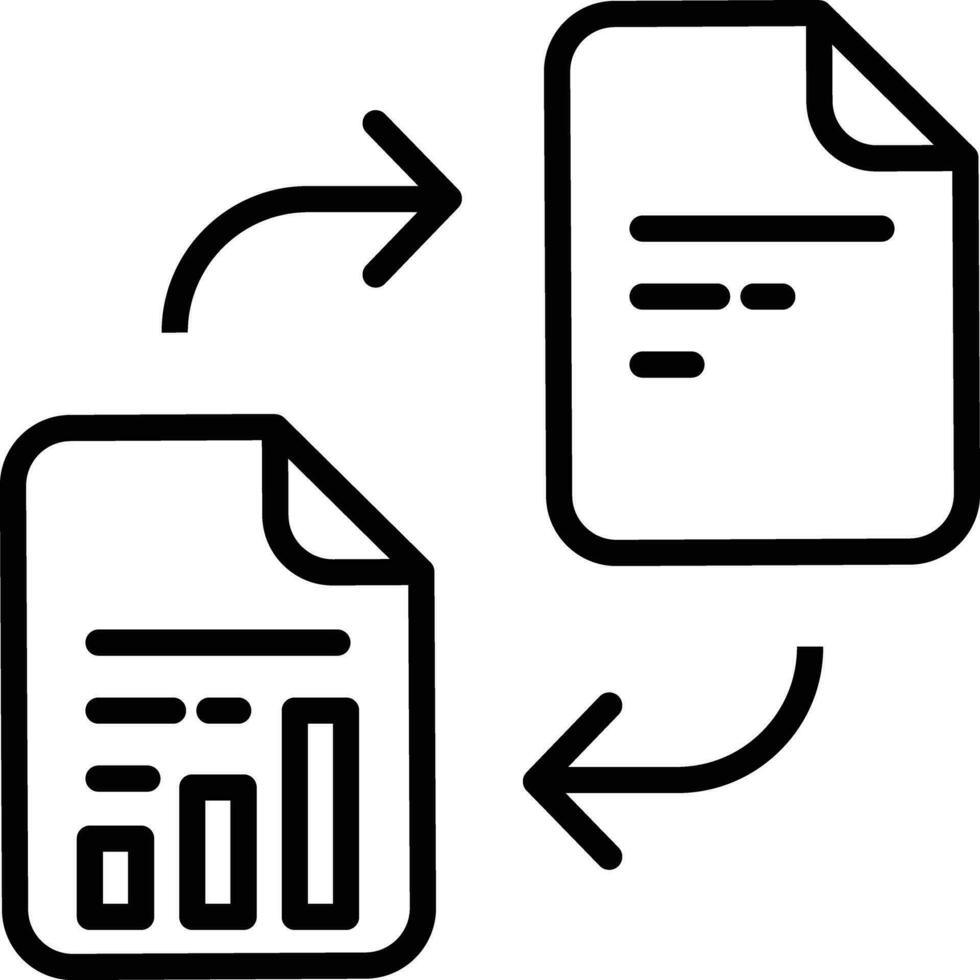 Merge files Outline vector illustration icon