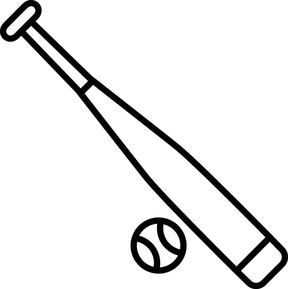 base ball with bat Outline vector illustration icon