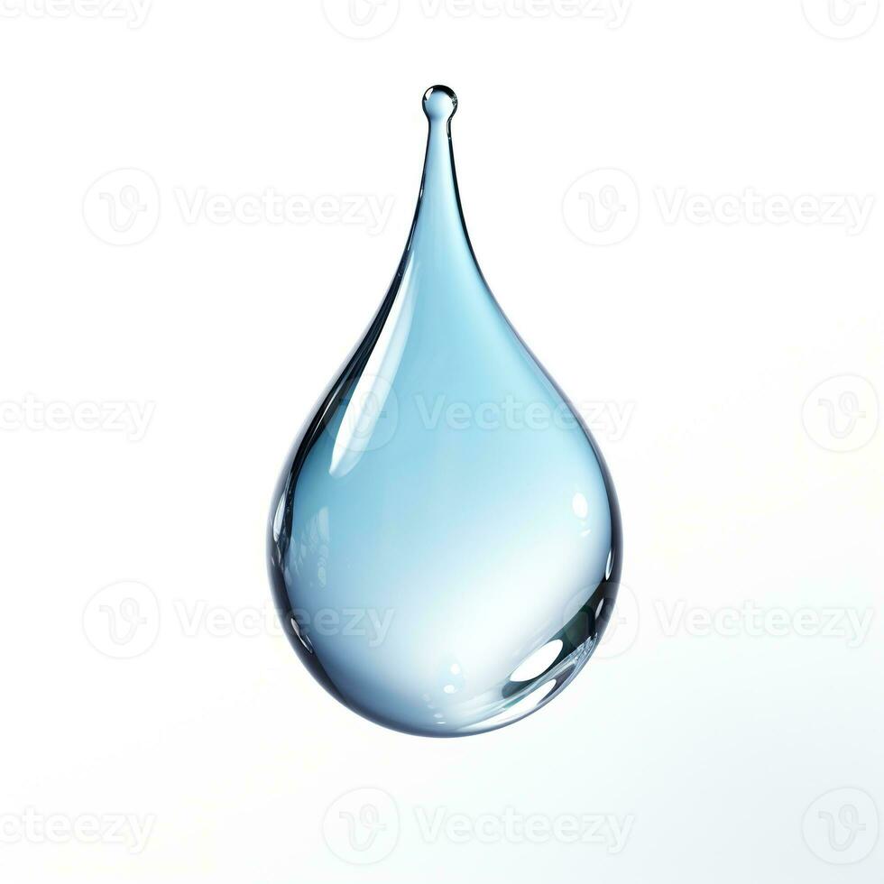 AI generated Water Drop on White Background. Pure, Drink, Nature, Fresh photo