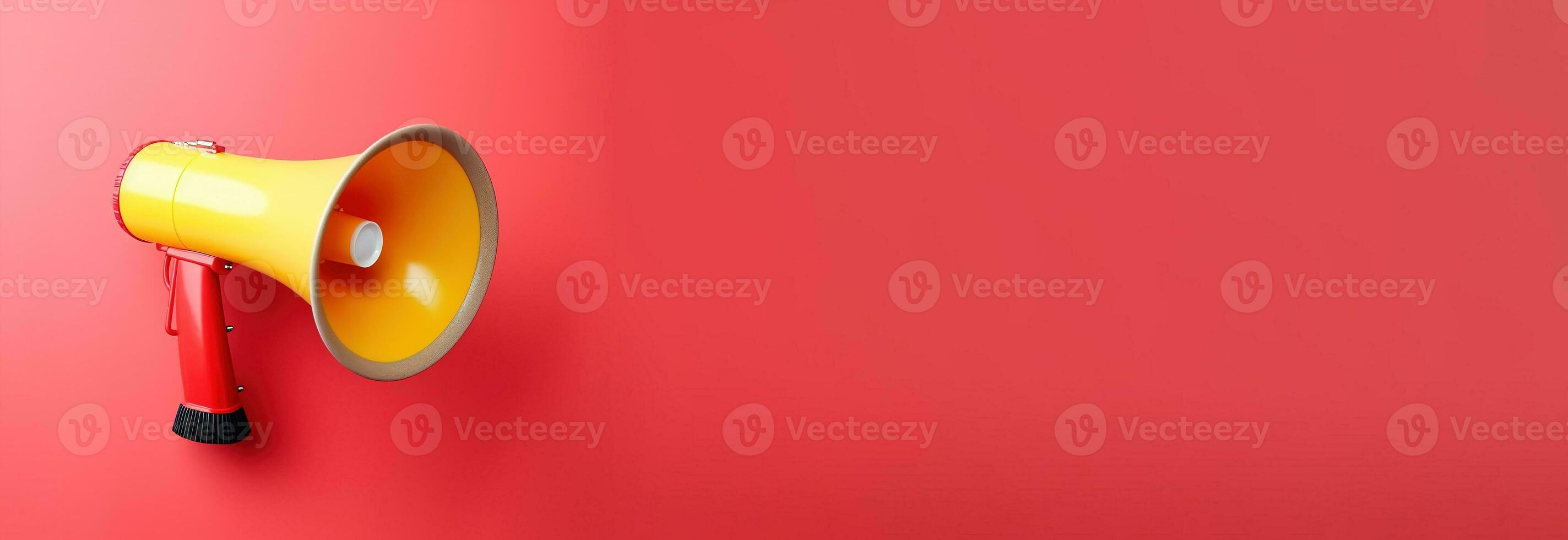 AI generated Megaphone on Minimalist Background with Copy Space. Ads, Advertisement, Announcement, Information photo