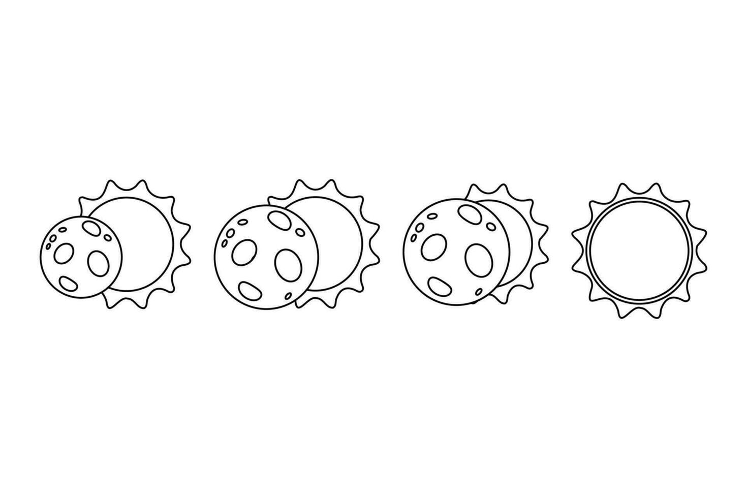 solar eclipse contorno infografia en plano dibujos animados estilo vector