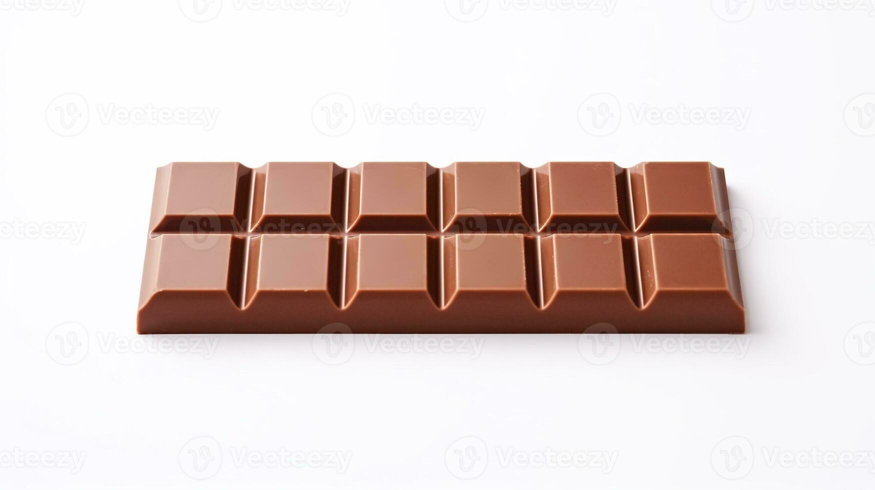 AI generated Chocolate Bar on White Background. Cocoa, Sugar photo