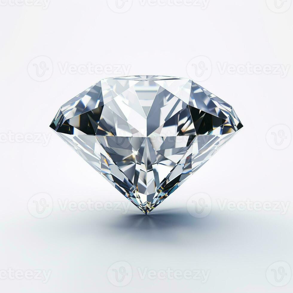 AI generated Beautiful Luxurious Detailed Diamond on White Background. Jewellery, Treasure photo