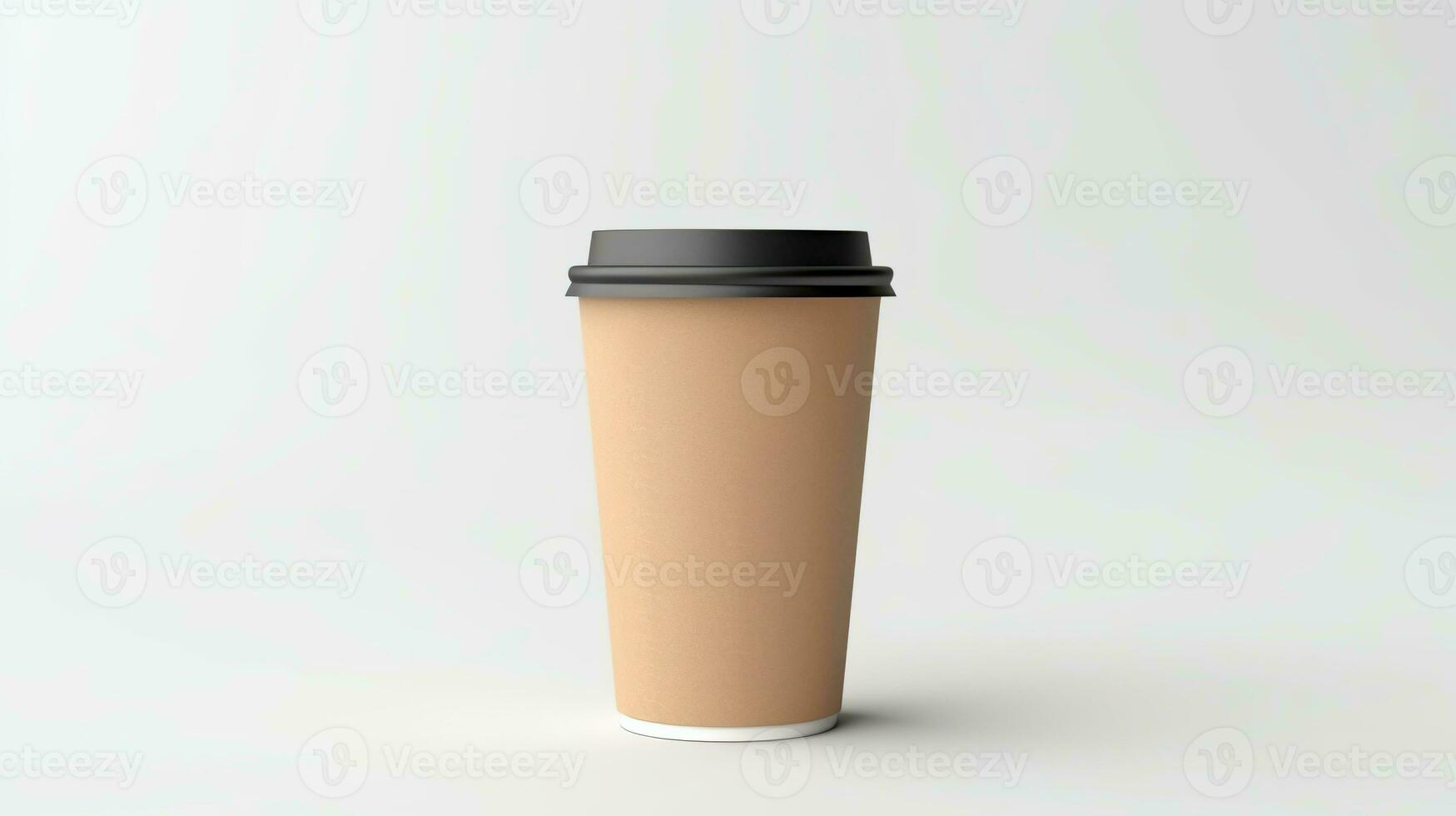 AI generated Blank Take Away Kraft Coffee Cup on White Background photo