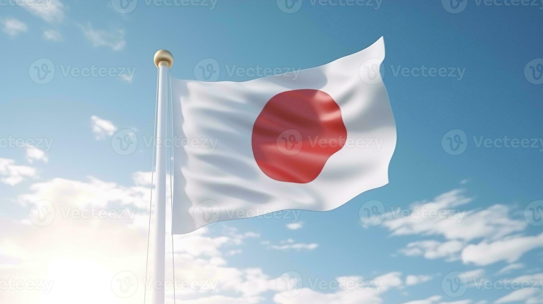 AI generated Japan Flag on the Blue Sky. Nation, Nationality, Patriotism Concept photo