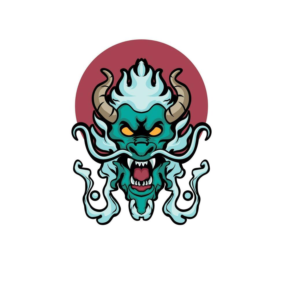 Head dragon with Chinese ornament background vector