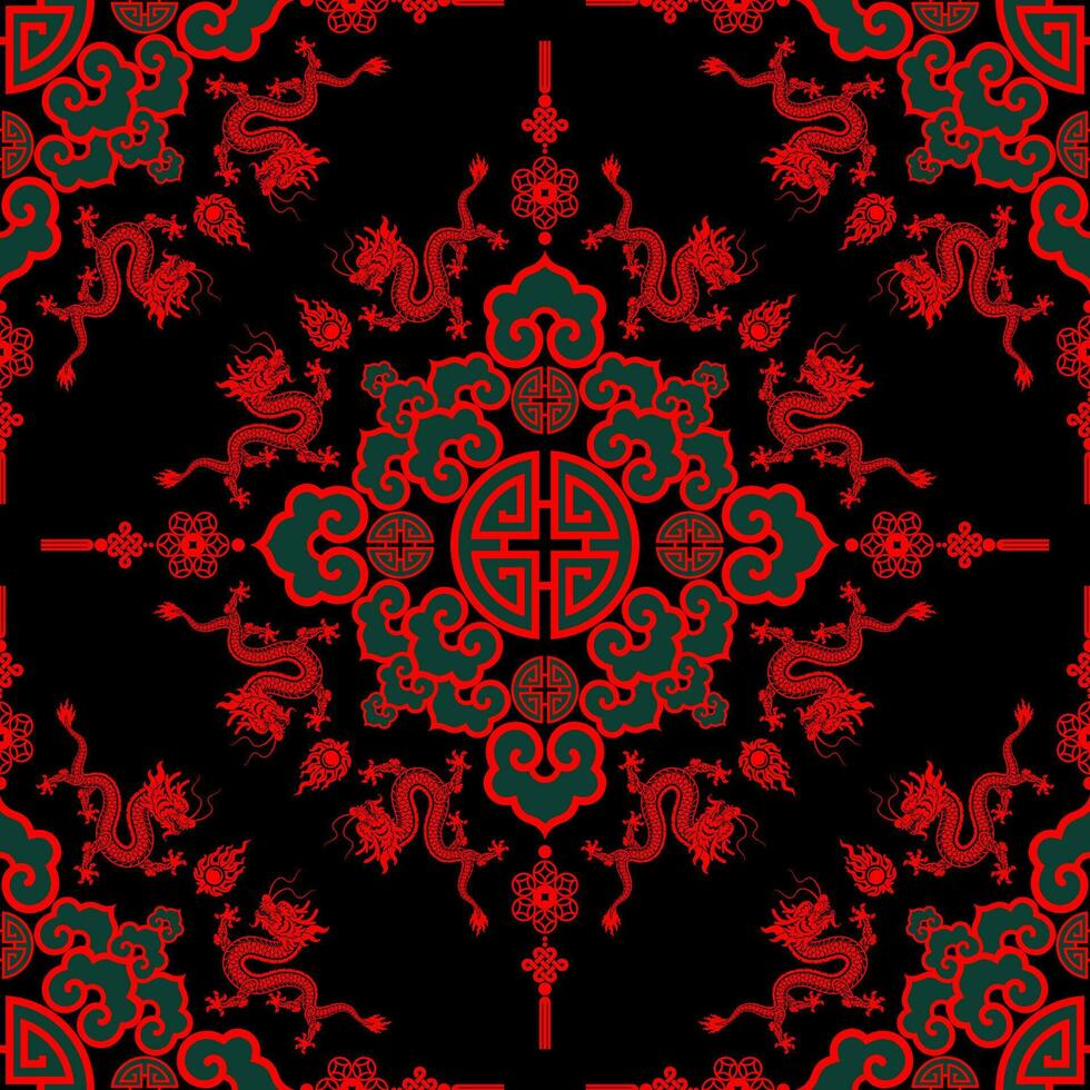 Seamless pattern happy chinese new year 2024 the dragon zodiac sign with asian elements paper cut style on color background. vector
