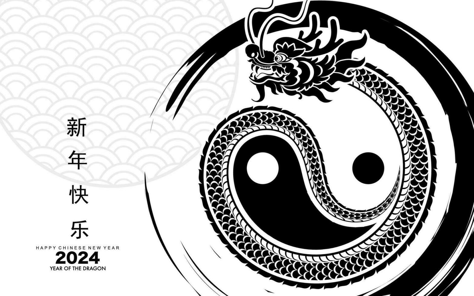 Happy chinese new year 2024 the dragon zodiac sign with asian elements