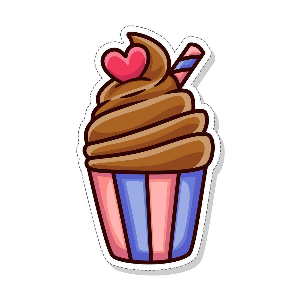 Free vector, love theme sticker, illustration of love ice cream cake vector