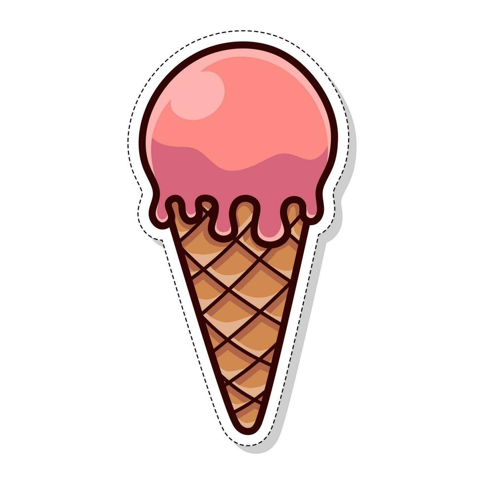 Free vector, love theme sticker, illustration of sweet strawberry ice cream vector