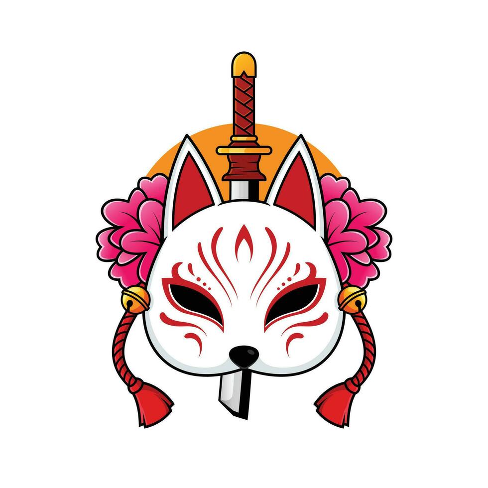 japonés kitsune zorro máscara prima vector