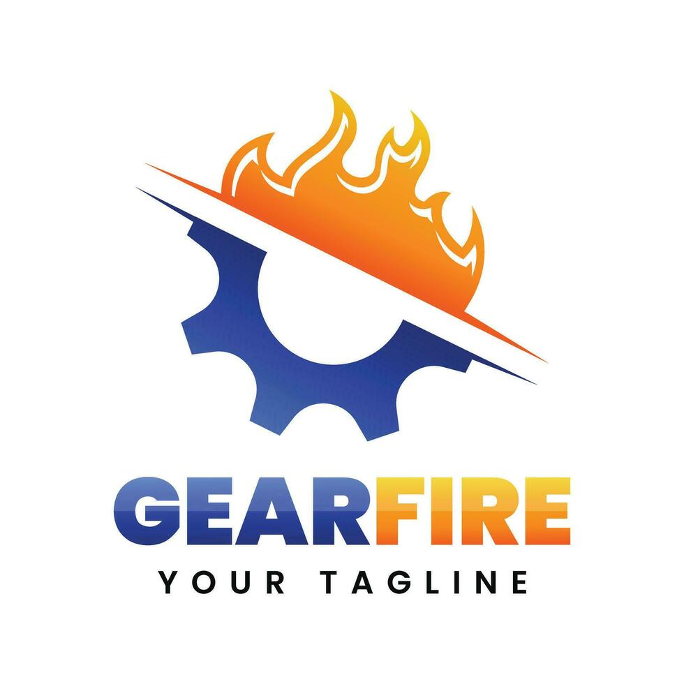 Gear fire creative logo vector