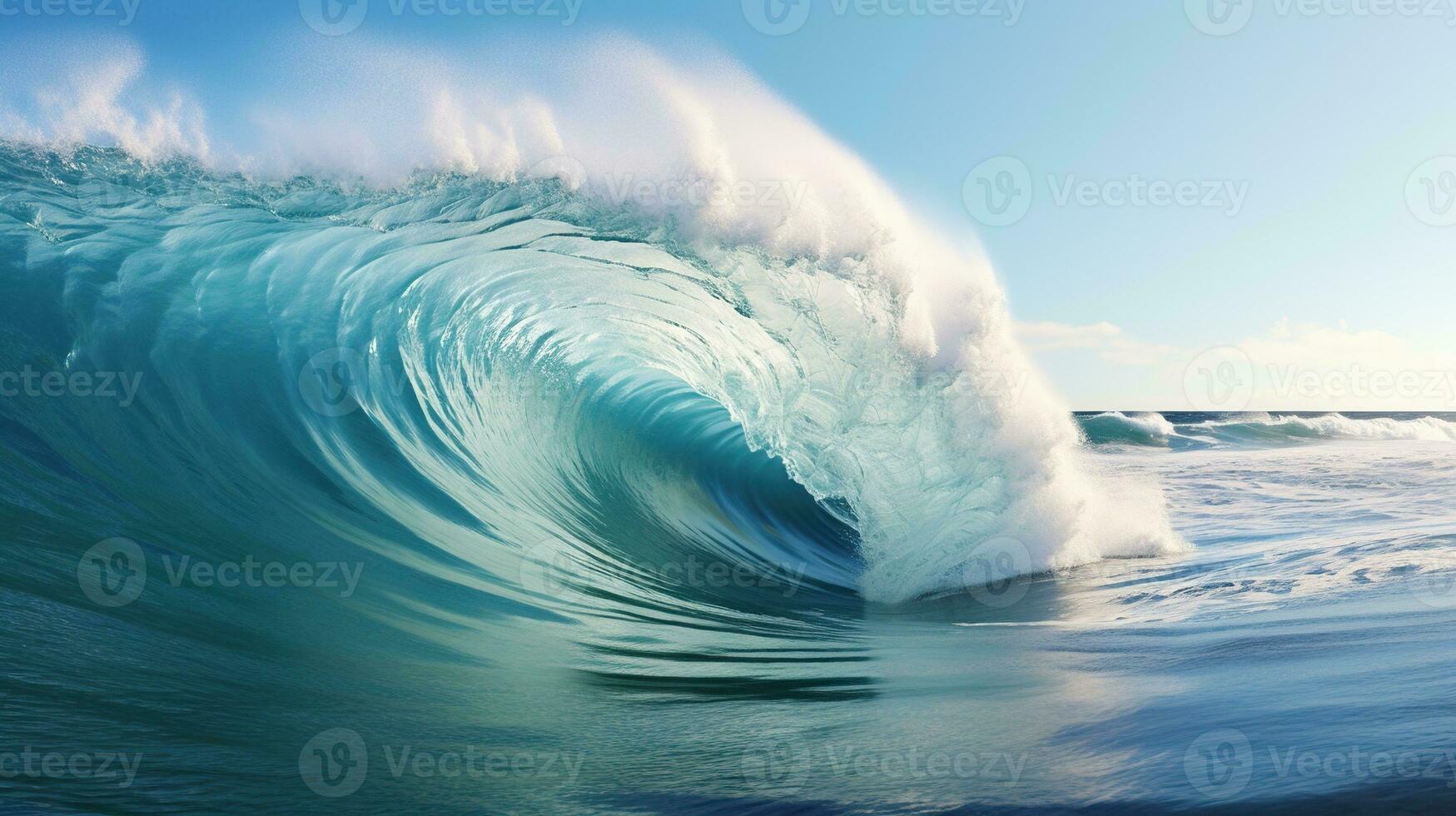 AI generated Ocean Wave. Nature, Sea, Beach, Extreme Weather Concept photo