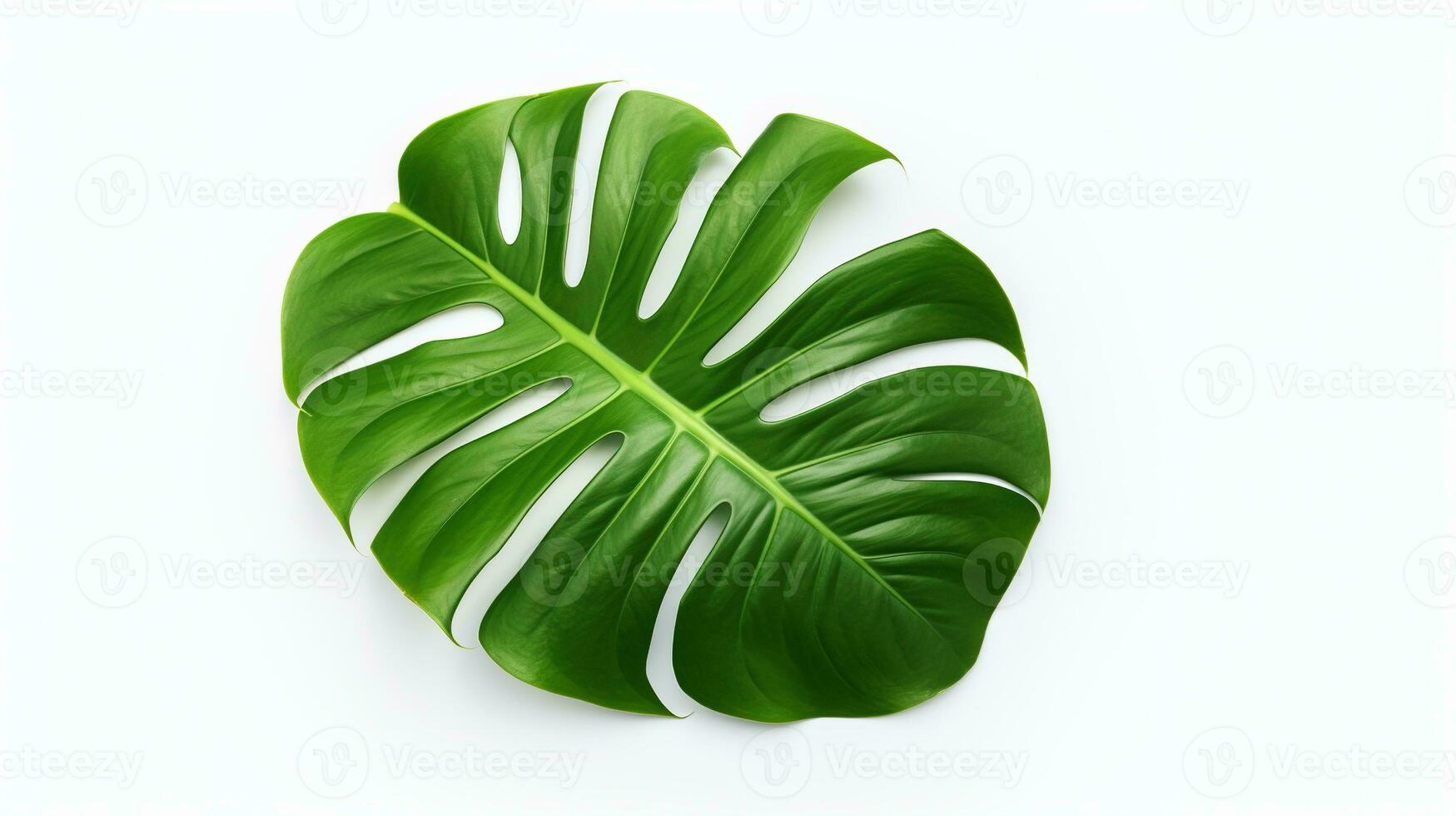 AI generated Monstera Leaf on White Background. Green, Environment, Decoration photo