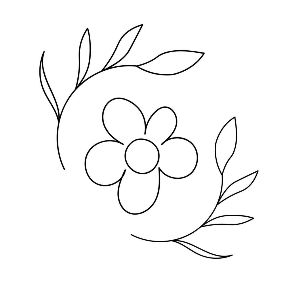 A single flower in doodle style on a white background. vector