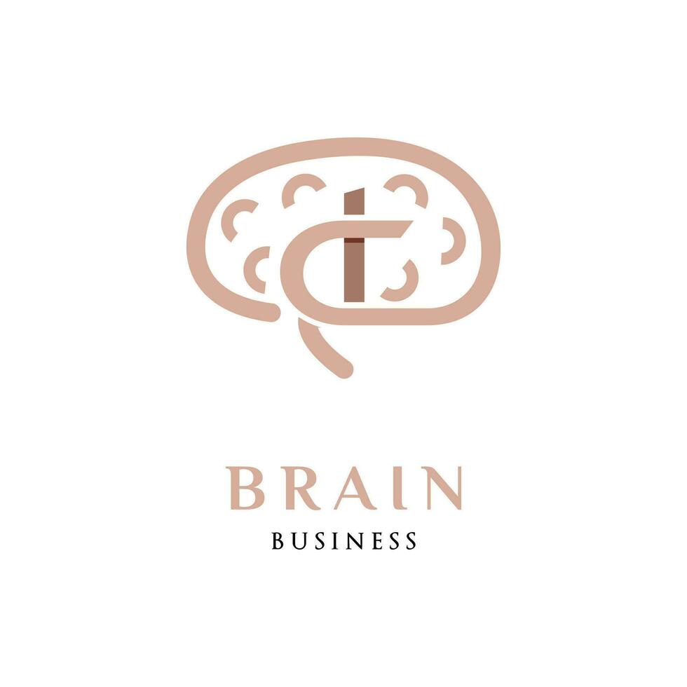 Initial Letter IC Brain Icon Logo Design Template vector