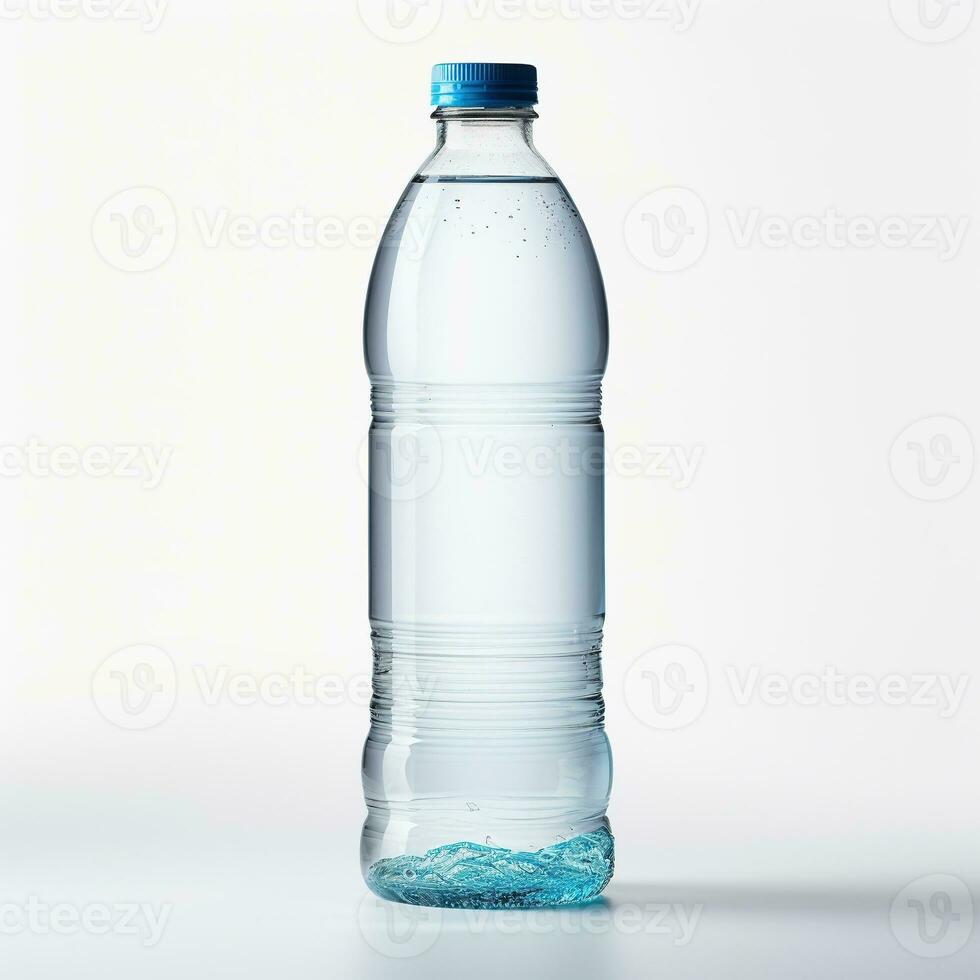 AI generated A Plastic Bottle Full of Water on White Background. Drink, Beverage, Pure, Mineral Water photo