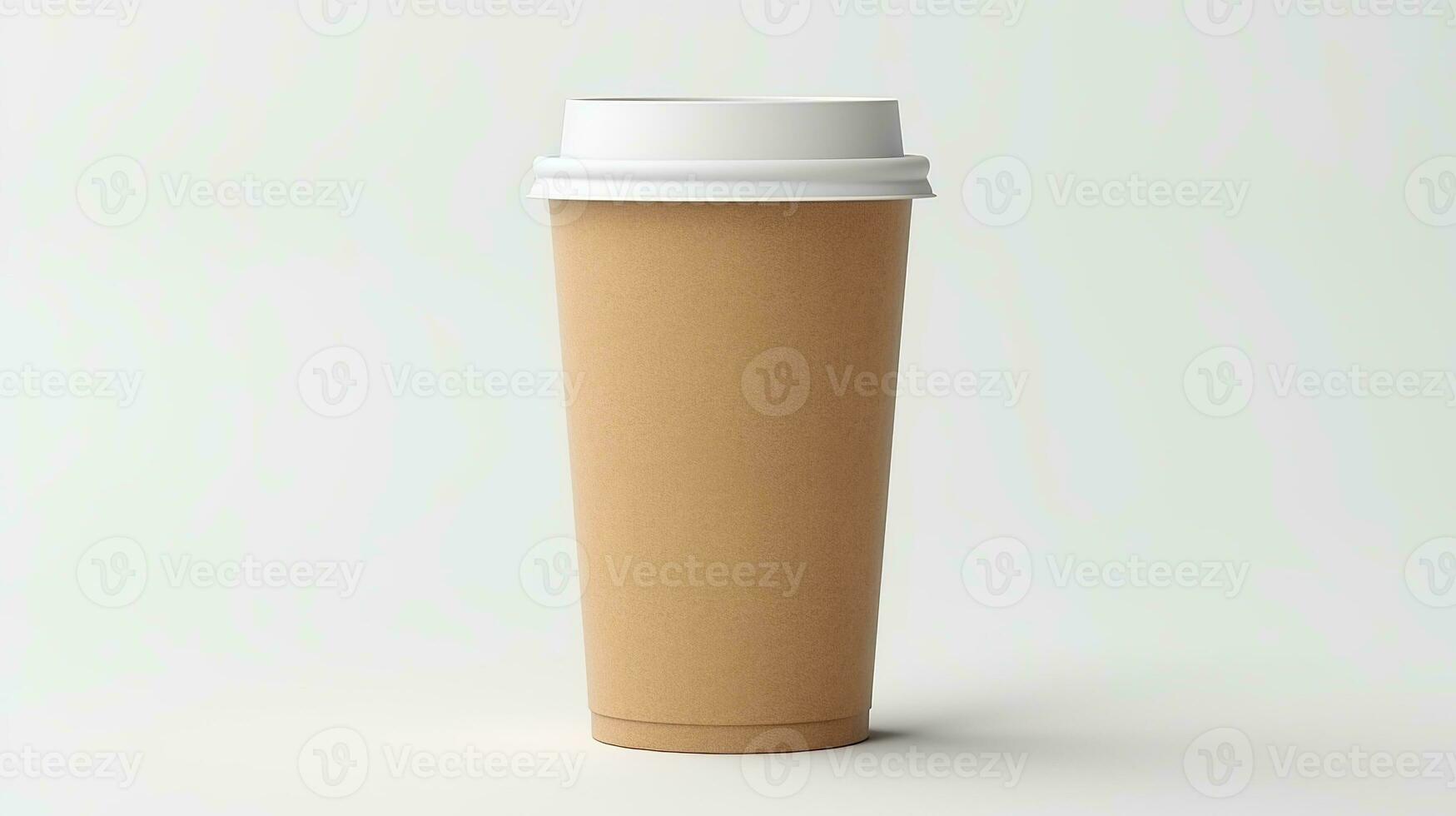 AI generated Blank Take Away Kraft Coffee Cup on White Background photo