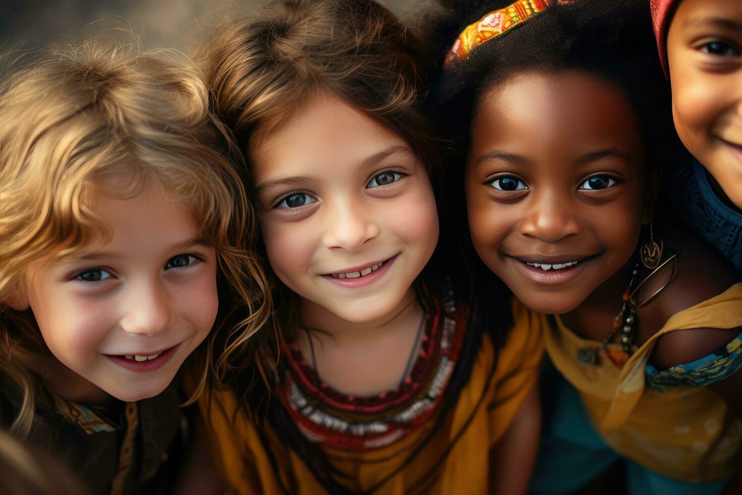AI generated diversity ethnic kids photo