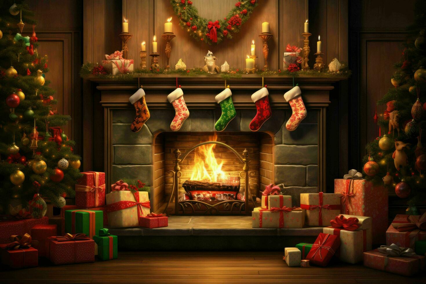 AI generated Christmas background free photo