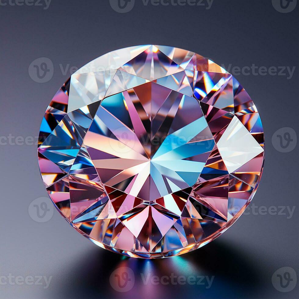 AI generated Faceted diamond, shiny bright transparent natural mineral - AI generated image photo