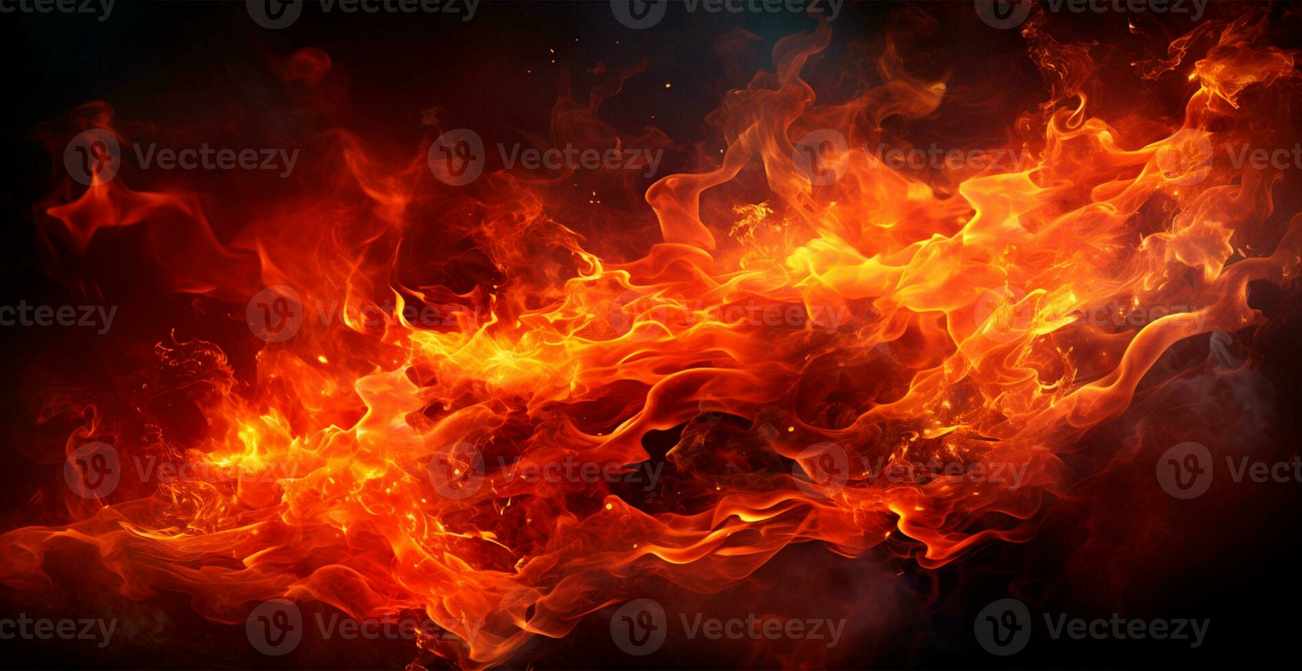 AI generated Bright fire, panoramic fire background - AI generated image photo