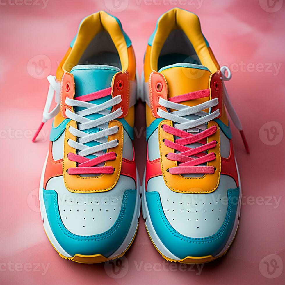 AI generated Bright modern stylish sneakers - AI generated image photo