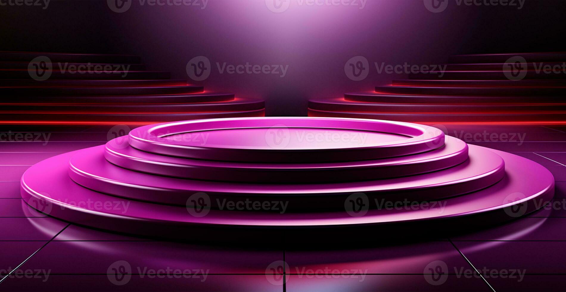AI generated Empty podium pedestal, purple background stand for product, goods. Shelf with product advertising - AI generated image photo