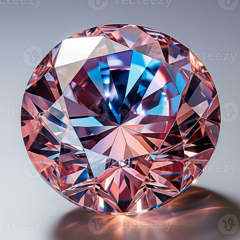 AI generated Faceted diamond, shiny bright transparent natural mineral - AI generated image photo