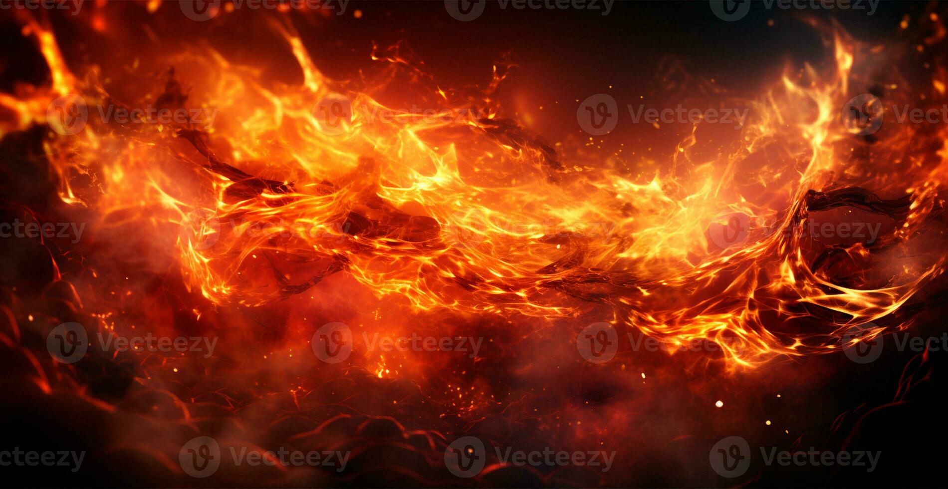 AI generated Bright fire, panoramic fire background - AI generated image photo