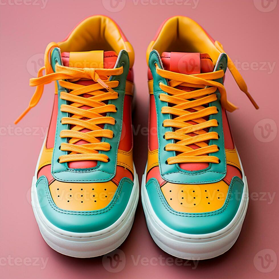 AI generated Bright modern stylish sneakers - AI generated image photo