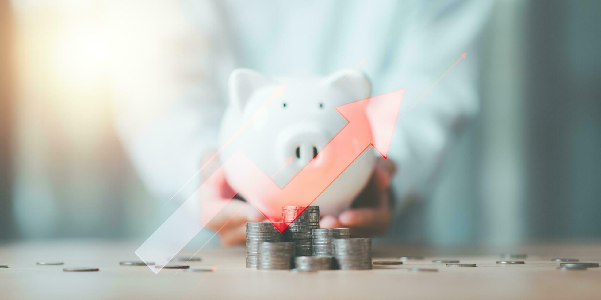 concept interest rates and dividends ,investment growth percentage and interest on deposits ,increase in interest rates ,Retirement returns ,increase of business profits,finance and investment. photo