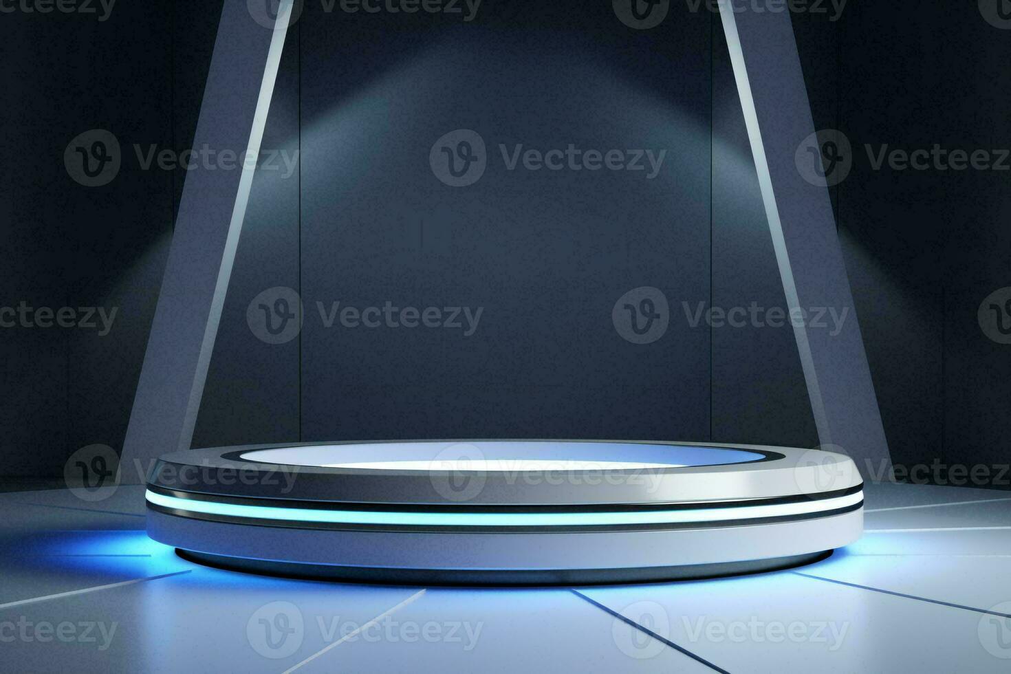 AI generated Futuristic podium platform, sci-fi concept. Can be used for display your product photo