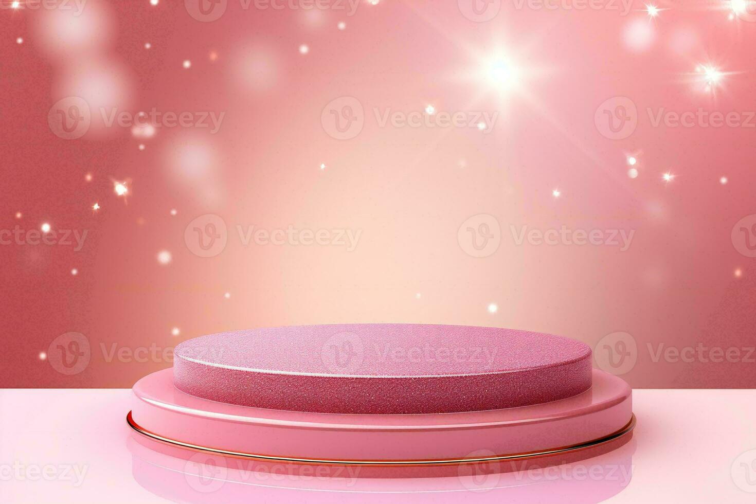 AI generated Pink cylinder podium stage on blurred background with bokeh and sparkle. Can be used for display your product photo