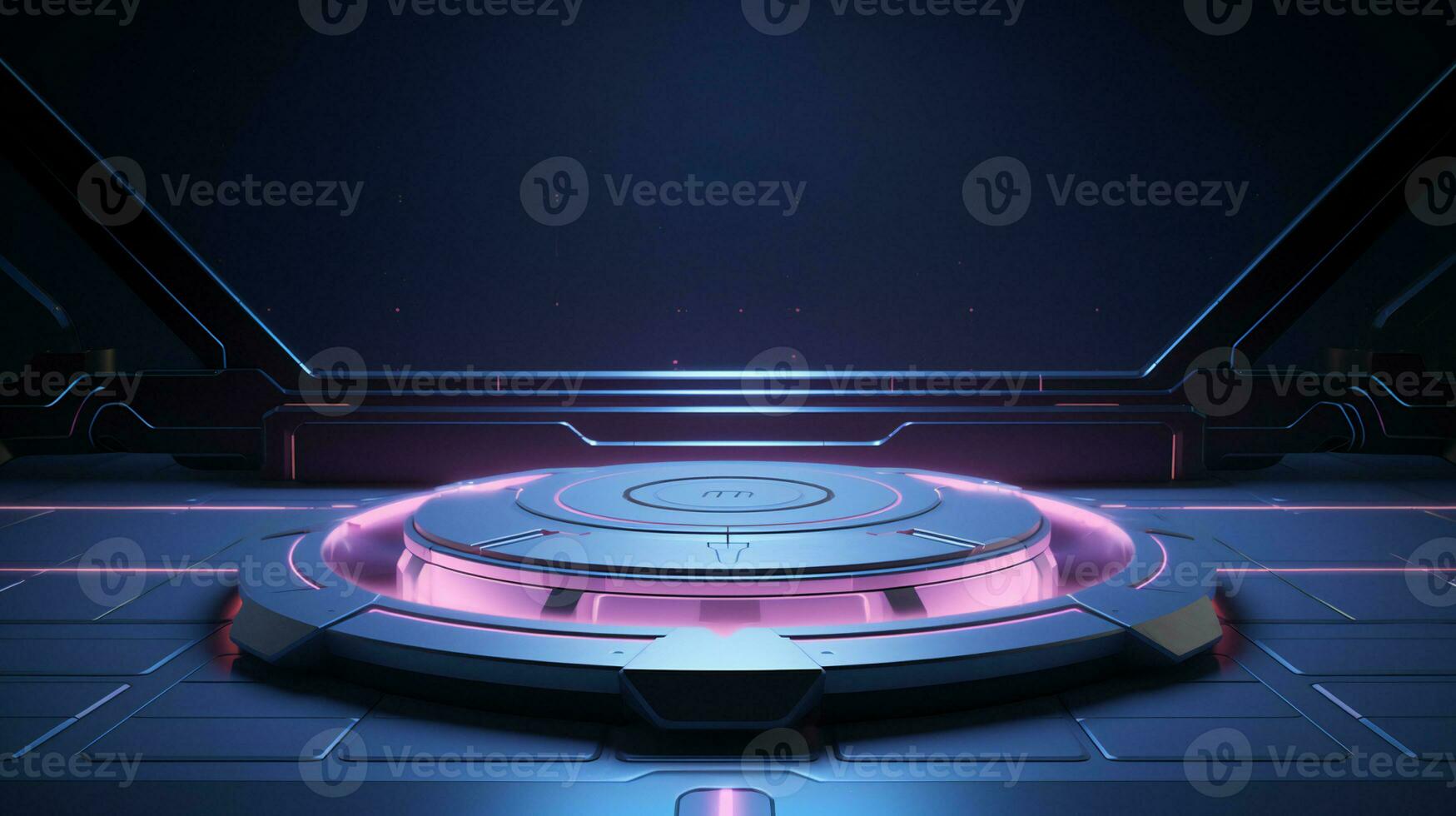 AI generated Futuristic podium platform. Spaceship and Sci-Fi concept photo