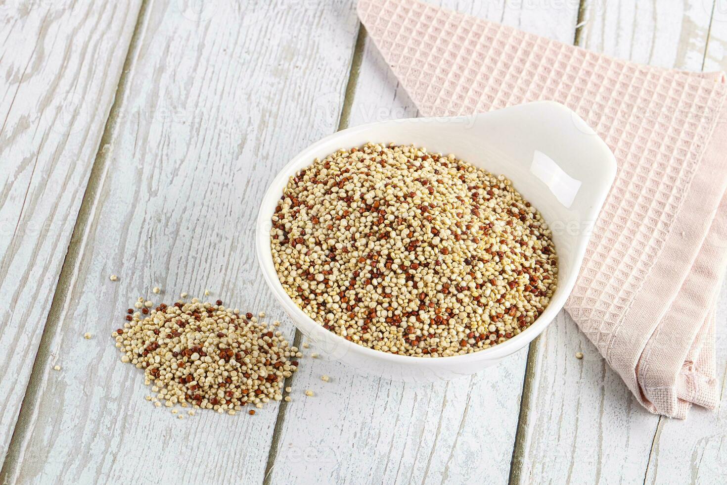 Raw dry quinoa cereal grain photo