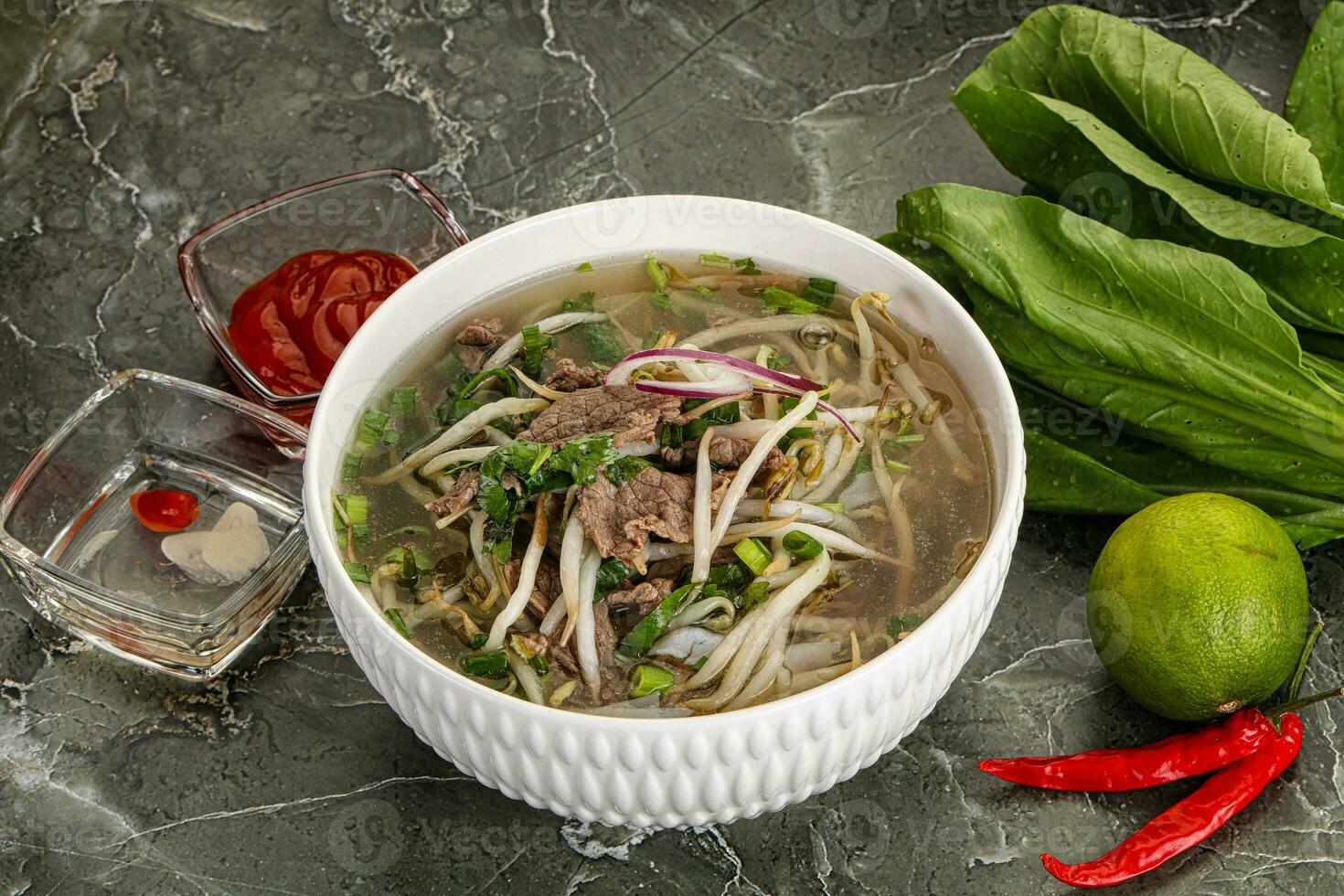 Vietnamese soup Pho Bo with beef photo