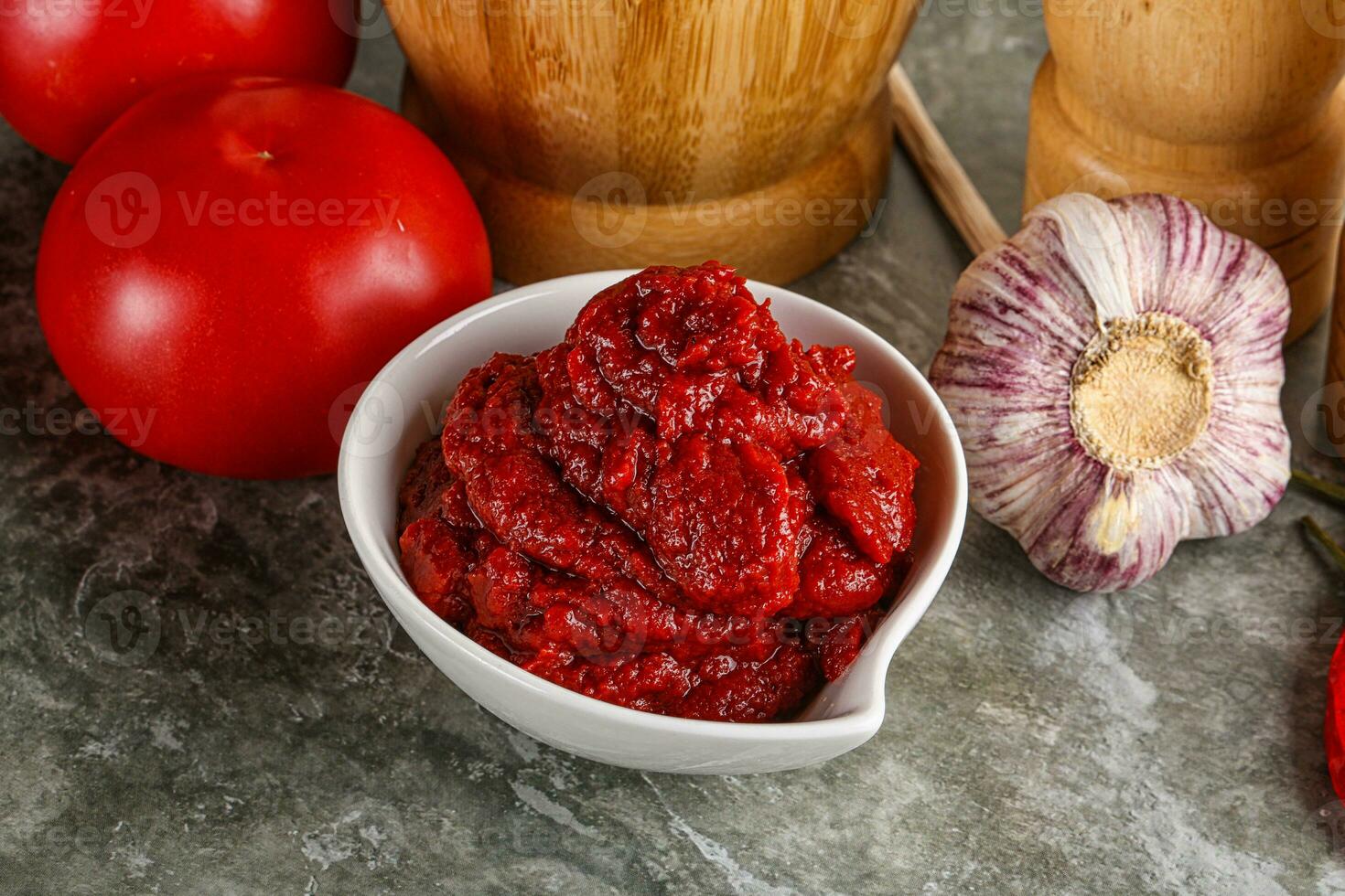Natural organic red tomato paste photo