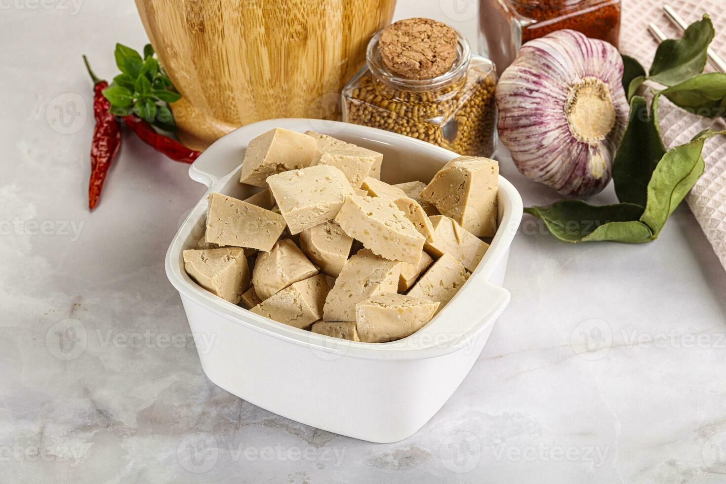 Vegan cuisine - organic tofu cheese photo