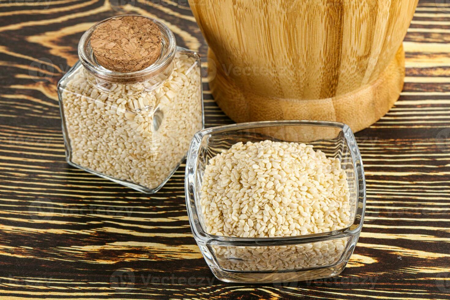Sesame seeds heap in the bowl photo
