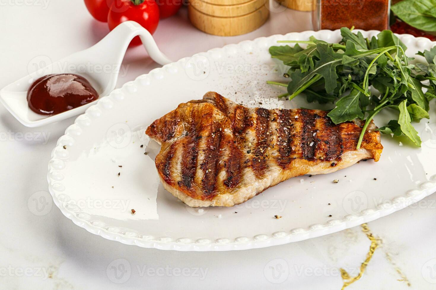 delicioso A la parrilla Cerdo carne filete foto